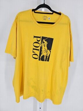 Polo Ralph Lauren Mens Sz 3XB Short Sleeve T Shirt Bright Yellow Big Pony